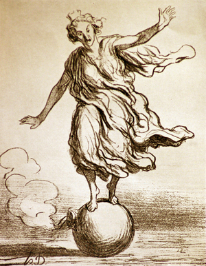 The Balance of Power: Lithograph by Honore Daumier (1808-1879)