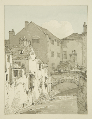 Back of Philadelphia Bridge (second bridge from the Ropewalk), 1821 (pencil & watercolour on paper)