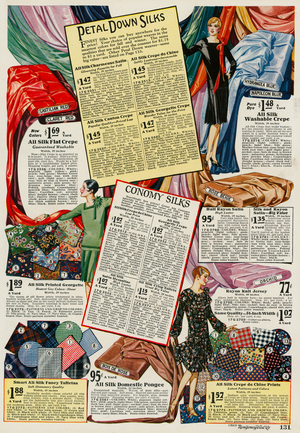 Page from Montgomery Ward catalogue, Fall and Winter 1927-28 (colour litho)