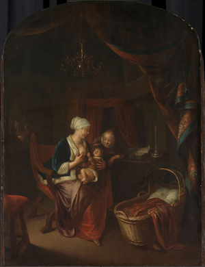 A Mother giving her Child the Breast, 1660-1676 (oil on panel)