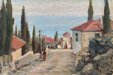 Crimean Village, 1950 (oil on card)