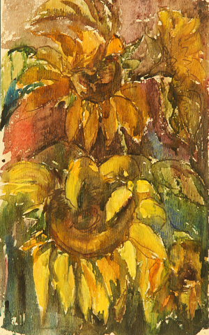 Sunflowers, 1965 (gouache on paper)