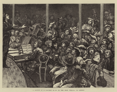 A Sketch at a Concert given to the Poor Italians in London (engraving)