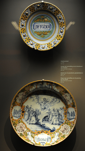 Ceramic. Plates decorated with scenes religious,17th-18th centuries. Netherlands.