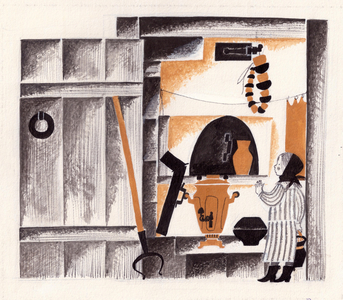 Illustration from 'The Story of the Three Bears', tale adapted by Leo Tolstoy, 1872 (gouache on paper)