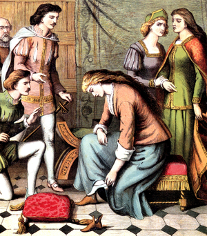 Illustration for tale by Charles Perrault "Cinderella", 19th century (engraving)