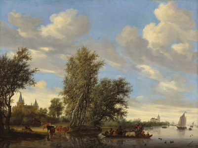 River Landscape with Ferry, 1649 (oil on canvas)