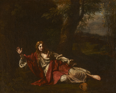 The Penitent Magdalen in a landscape (oil on canvas)
