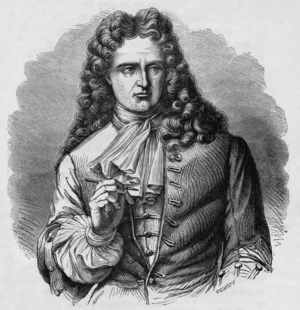 Denis Papin (1647-1710) french physicist, inventor of steam machine, engraving from a book about exhibitions and fine arts by Adolphe Bitard (1881)