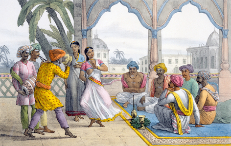 Dancing Bayaderes, 1827-35 (colour litho)