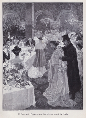 Evening in an Elegant Restaurant in Paris (engraving)
