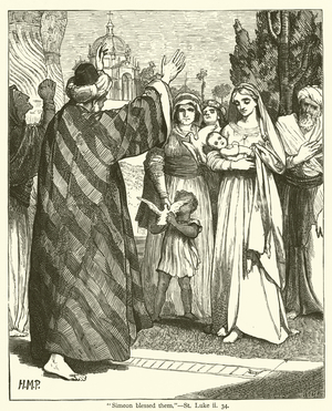 "Simeon blessed them", St Luke, ii, 34 (engraving)