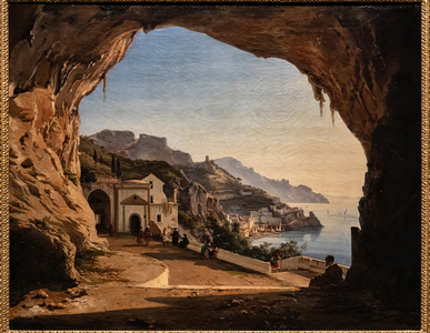 The cave of the Capichins in Amalfi, c.1850 (oil on canvas)