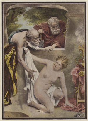 Susanna and the Elders (colour litho)
