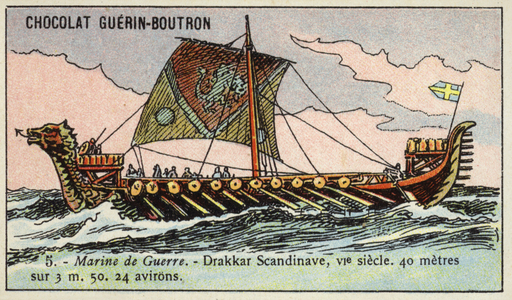 Viking longship, 6th Century (chromolitho)