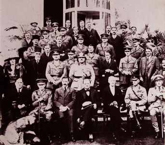 Lord Samuel and Winston Churchill with delegates from the Mesopotamia Commission