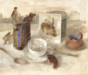 Chocolate Digestives and Hare, 2001 (Oil on Panel)