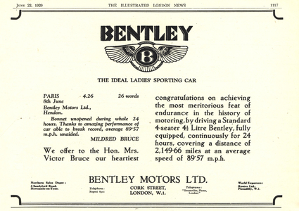 Bentley Magazine, advert, UK, 1920s