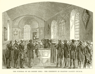The Funeral of Sir Robert Peel: The Ceremony in Drayton Bassett Church (engraving)