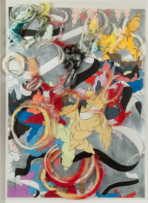 Internal Sequence II, 2010 (gouache, acrylic & conte on paper with oil bar on acetate)