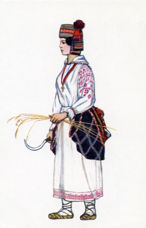 Russian traditional dress - illustration by N. Vinogradova.