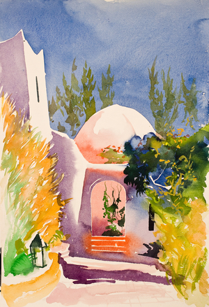 Pink court, 2016 (watercolour)