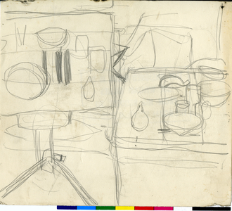 Still Life Composition on an Easel - Sketch, c.1920-73 (pencil on paper)