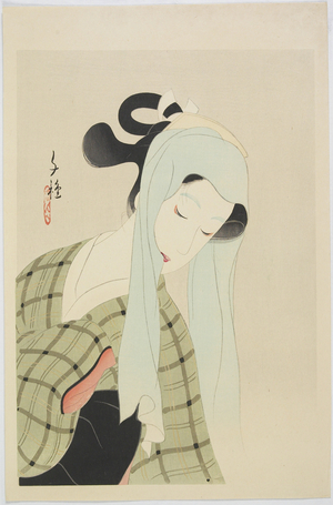 Ochiyo from Chikamatsu Play "Shinjū yoi gōshin", early 20th century (colour woodblock print)