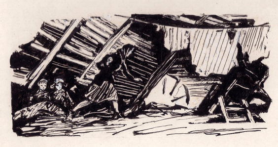 Illustration from "There Was Once a Widow" by Ikhor Muratov, 1961 (Indian ink on paper)