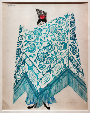 Spanish Woman with a Green Shawl, costume design for the ballet Triana, 1916 (gouache and graphite on paper on cardboard)