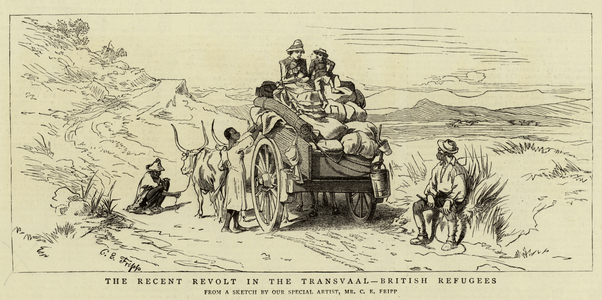 The Recent Revolt in the Transvaal, British Refugees (engraving)