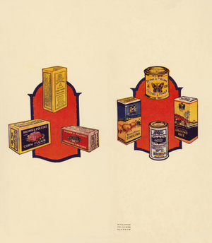 Illustration for Simple Home Cookery, a booklet issued by Brown & Polson (colour litho)