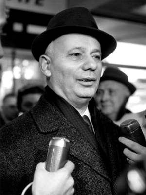 Waldeck Rochet, General Secretary of French Communist Party, at Bourget November 6, 1968 (b/w photo)