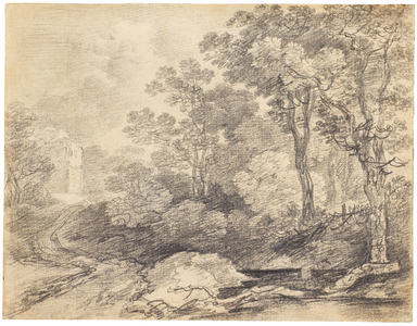 A Wooded Landscape. (pencil on laid paper)