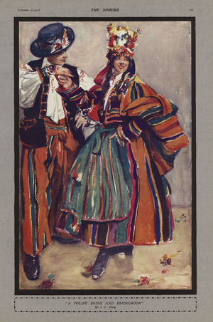 A Polish Bride and Bridegroom (colour litho)