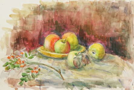 Still Life with Apples, 1979 (watercolour on paper)