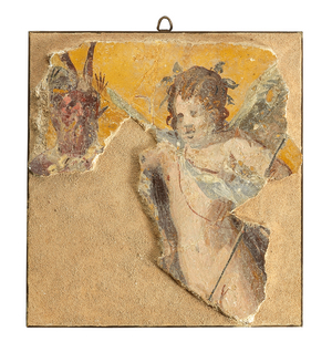 Roman wall painting fragment, c.1st century BC (fresco)