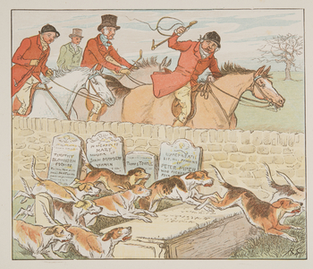 Now the Parson had a pair to Wed as the Hounds came into view , from The Hey Diddle Diddle Picture Book, pub.1882 (colour engraving)