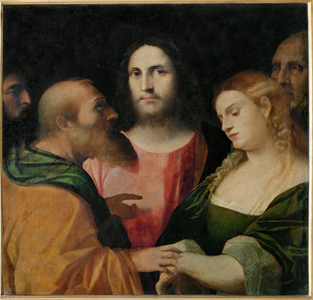 Christ and the adulteress (painting on canvas)