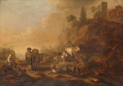 Landscape with Herdsmen and their Droves, 1648 (oil on panel)