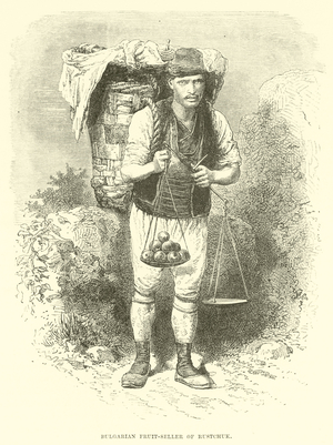 Bulgarian fruit-seller of Rustchuk (engraving)