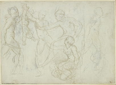 Recto: The Judgement of Solomon, WA1846.196 (metalpoint on pale green prepared paper)