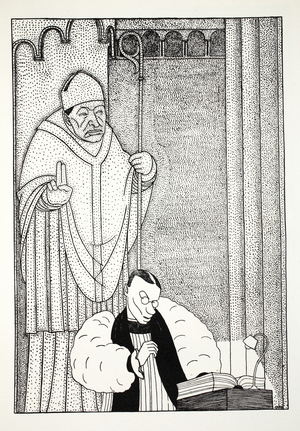 Dr Barnes, Bishop of Birmingham: nebulous in affirmation, dogmatic in denial, illustration from Eighty Eight Cartoons by Powys Evans, pub. Cayme Press, 1926 (litho)