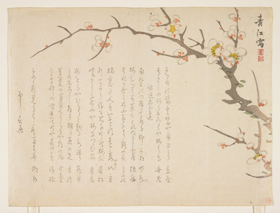 Flowering plum, January 1837 (colour woodblock print)