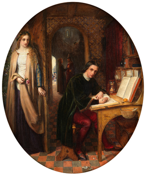 'He knew whose gentle hand was at the latch/ Before the door had given her to his view' (oil on canvas)