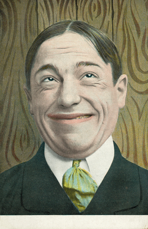 Man pulls a face (colour litho)