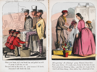 Shoe shines and a flower seller.