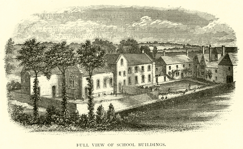Full view of school buildings (engraving)