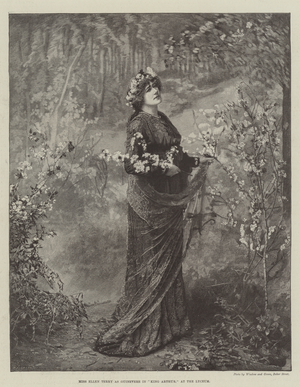 Miss Ellen Terry as Guinevere in "King Arthur," at the Lyceum (engraving)