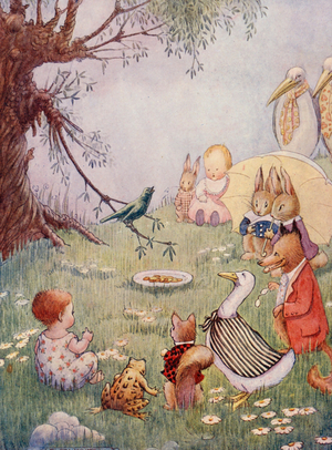 And it sang so beautifully that all the inhabitants round gave it money (colour litho)